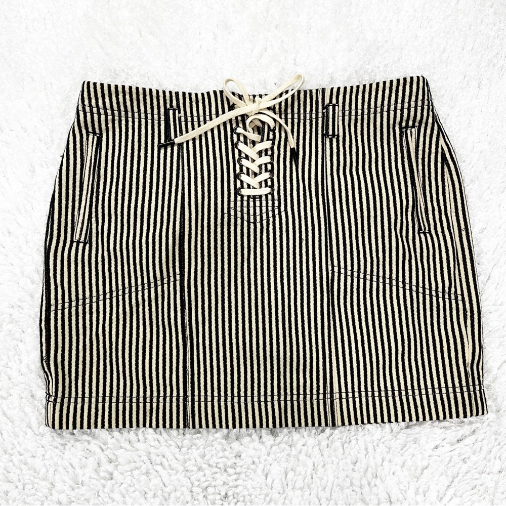 Madewell Ticking Stripe Lace-up Mini Skirt